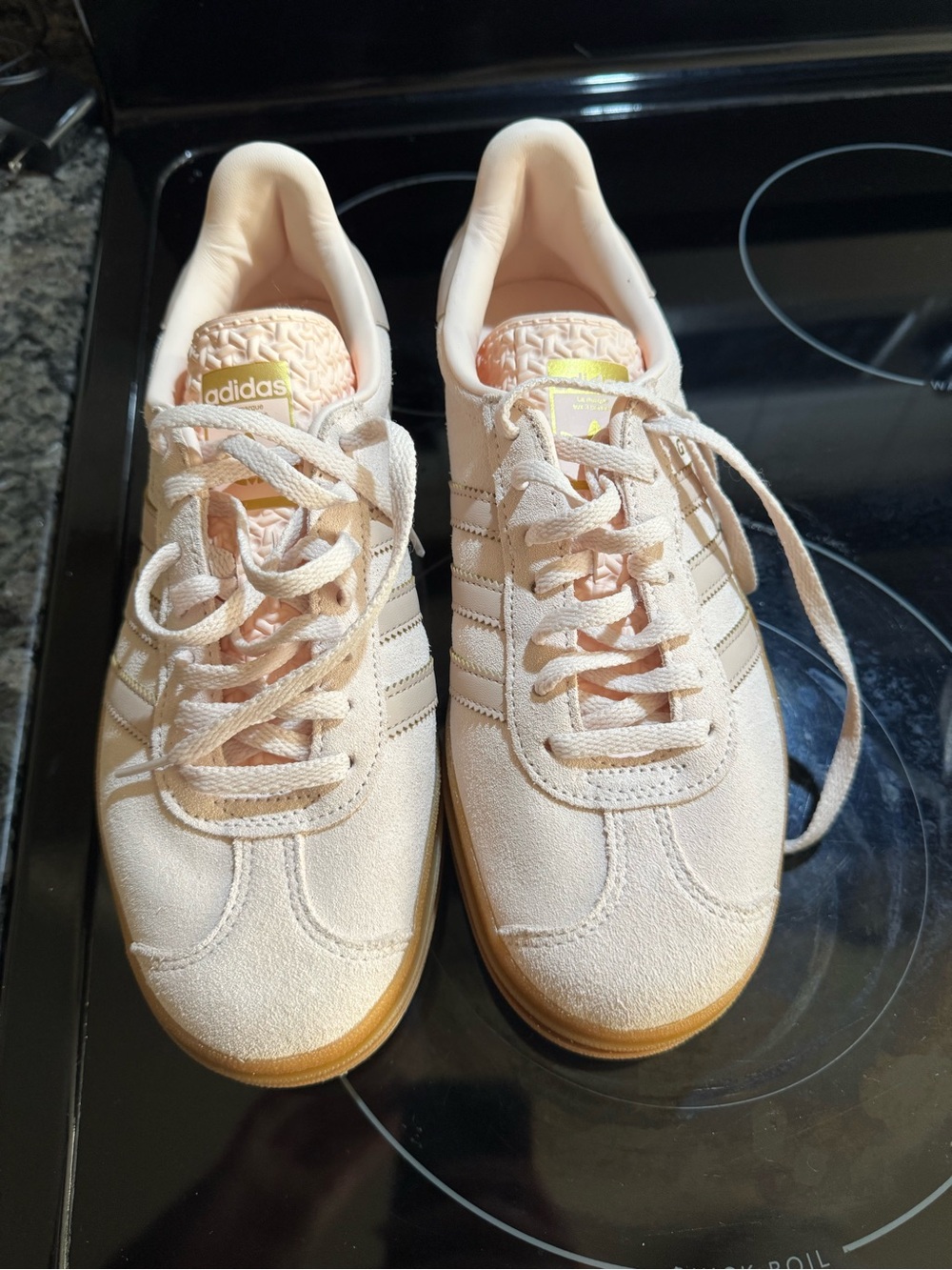 adidas Women's Light Pink Suede Sneakers with Gum Sole
